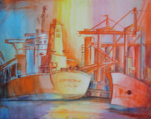 Art - Painting - Harbour Scene